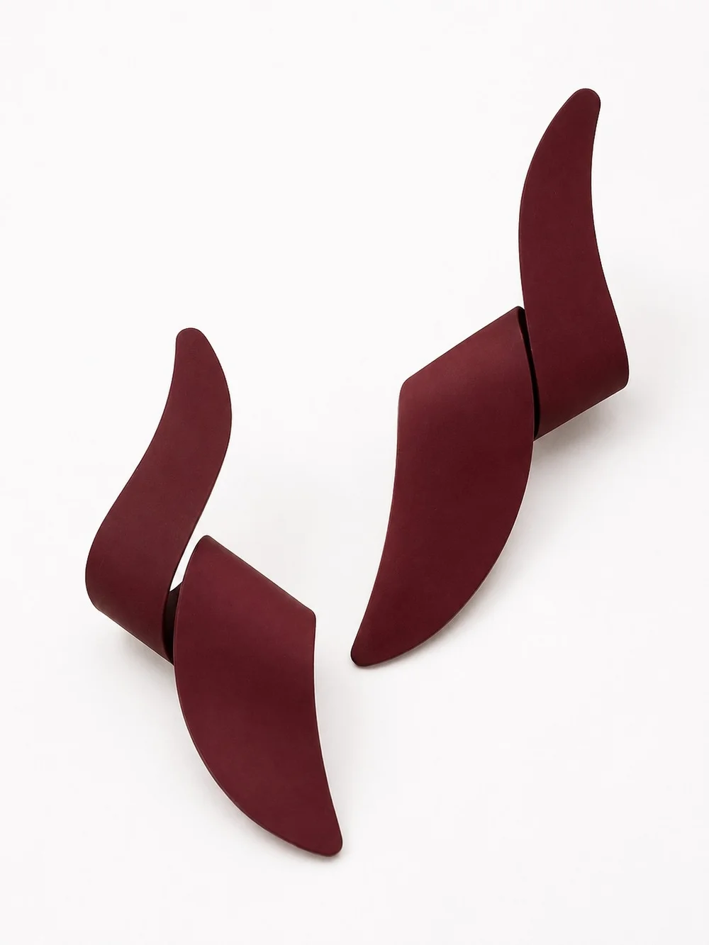 Women's Maroon Sculptural Drop Earrings
